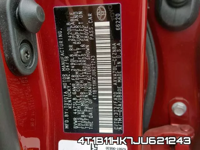 4T1B11HK7JU621243 фото 2