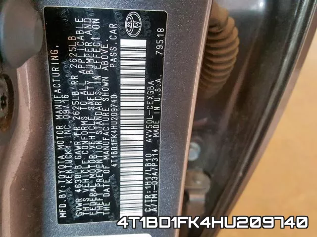 4T1BD1FK4HU209740 фото 2
