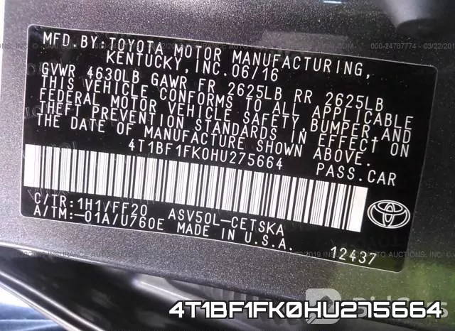 4T1BF1FK0HU275664 фото 10