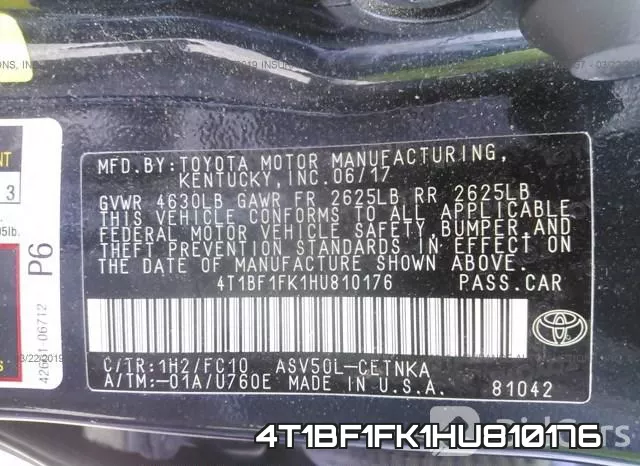 4T1BF1FK1HU810176 фото 10
