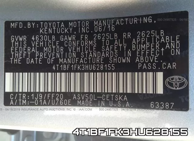 4T1BF1FK3HU628155 фото 10