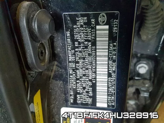 4T1BF1FK4HU328916 фото 2