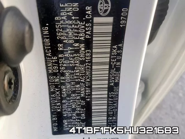 4T1BF1FK5HU321683 фото 2