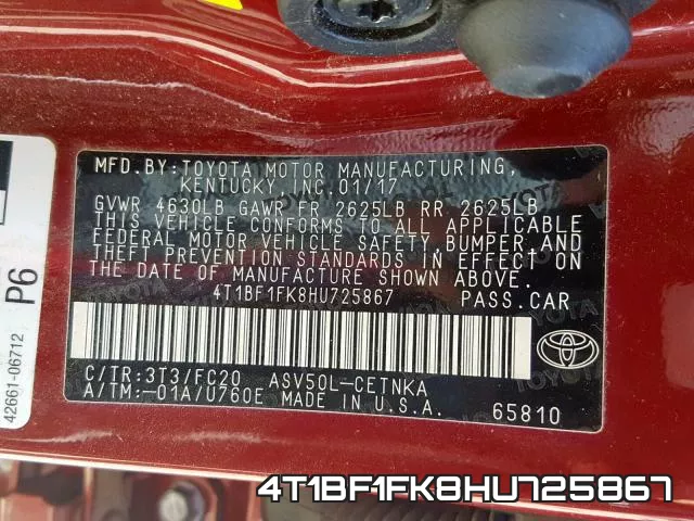 4T1BF1FK8HU725867 фото 2