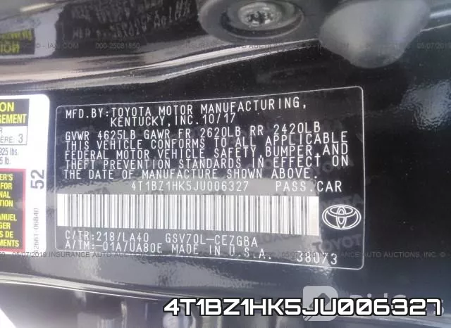 4T1BZ1HK5JU006327 фото 10