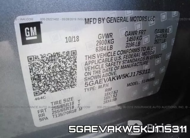 5GAEVAKW5KJ175311 фото 10