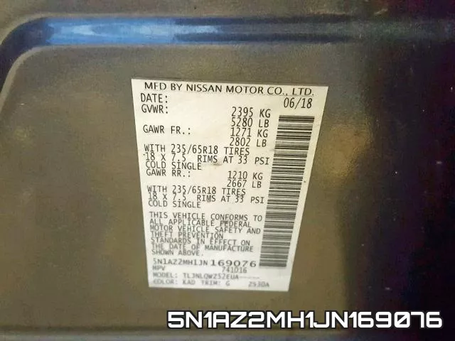 5N1AZ2MH1JN169076 фото 2