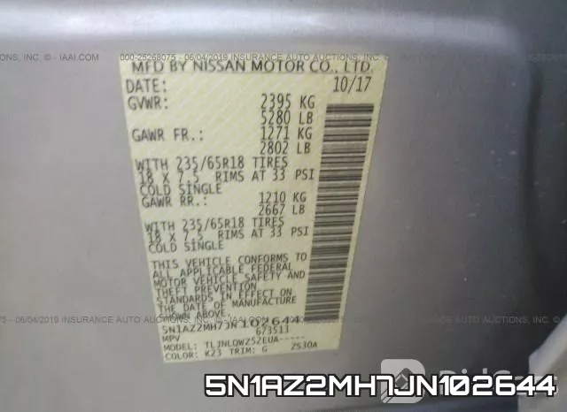 5N1AZ2MH7JN102644 фото 10