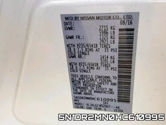 5N1DR2MN0HC610995 фото 2