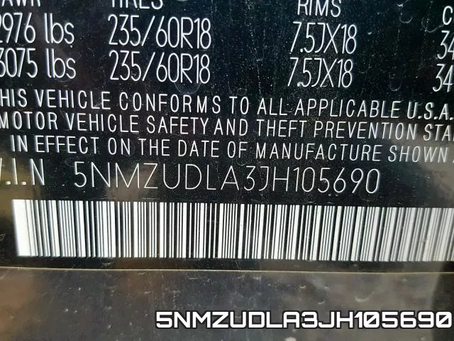 5NMZUDLA3JH105690 фото 2