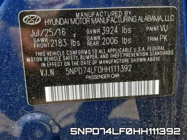 5NPD74LF0HH111392 фото 2