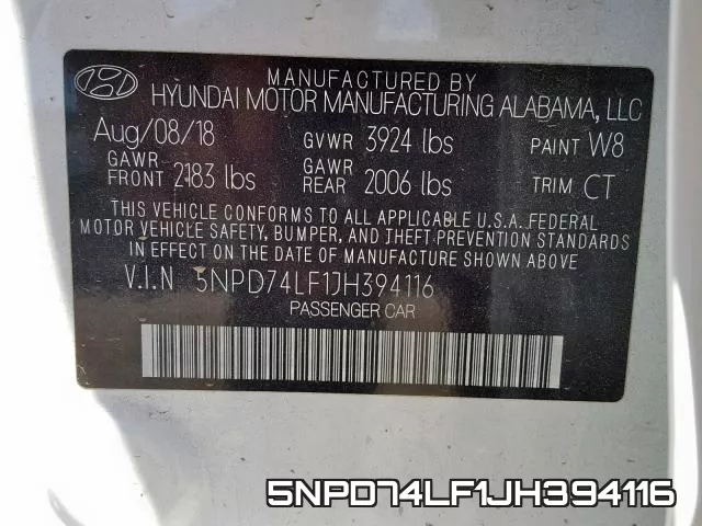5NPD74LF1JH394116 фото 2