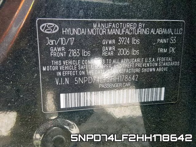 5NPD74LF2HH178642 фото 2