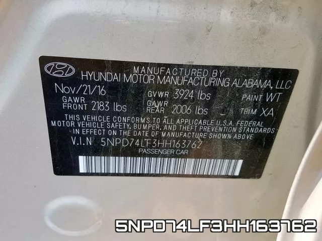 5NPD74LF3HH163762 фото 2