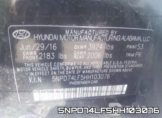 5NPD74LF5HH103076 фото 10