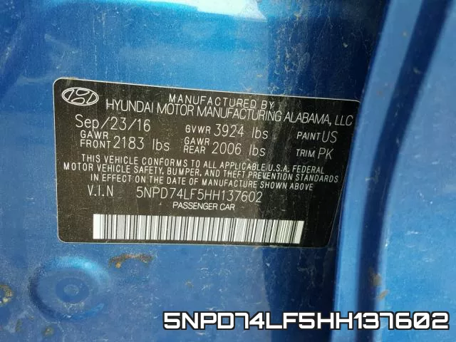 5NPD74LF5HH137602 фото 2