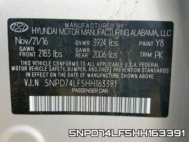 5NPD74LF5HH163391 фото 2