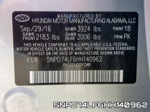 5NPD74LF6HH140962 фото 2