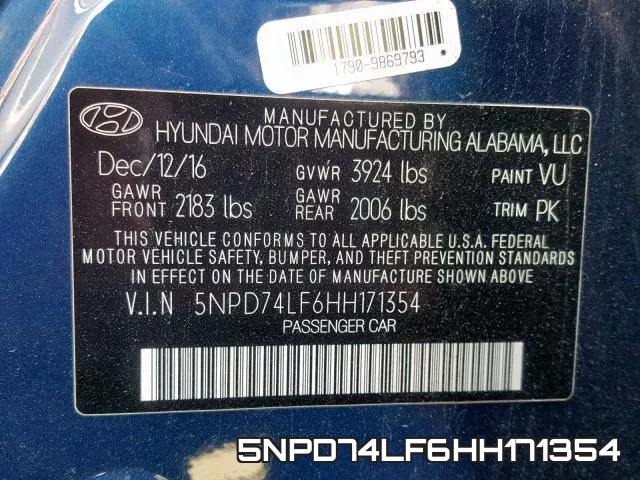 5NPD74LF6HH171354 фото 2