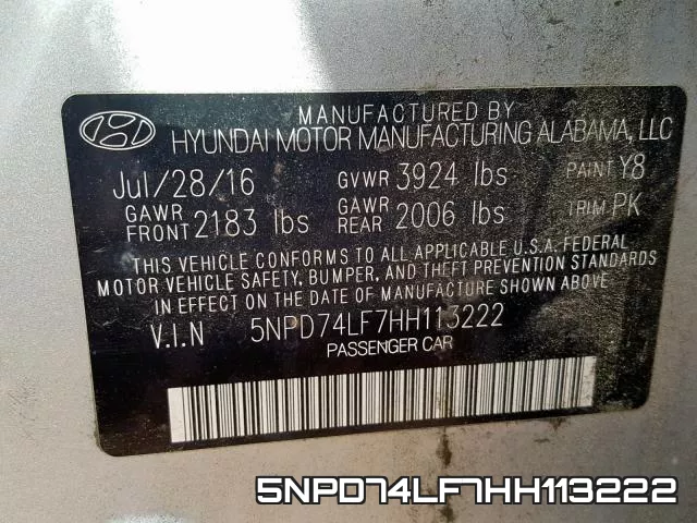 5NPD74LF7HH113222 фото 2