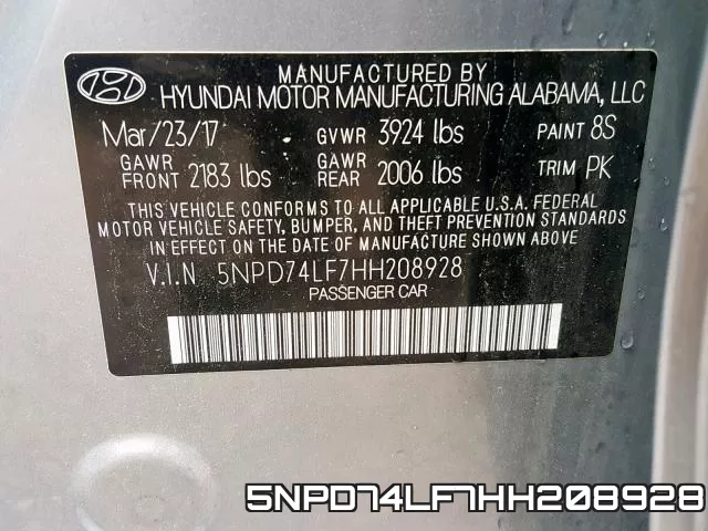 5NPD74LF7HH208928 фото 2