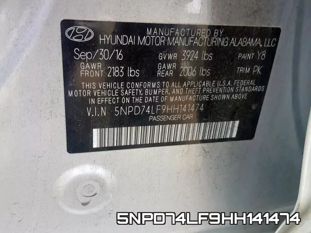 5NPD74LF9HH141474 фото 2