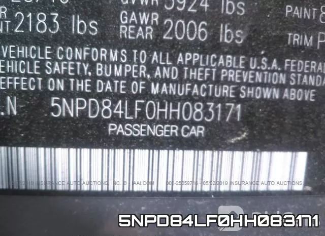 5NPD84LF0HH083171 фото 10