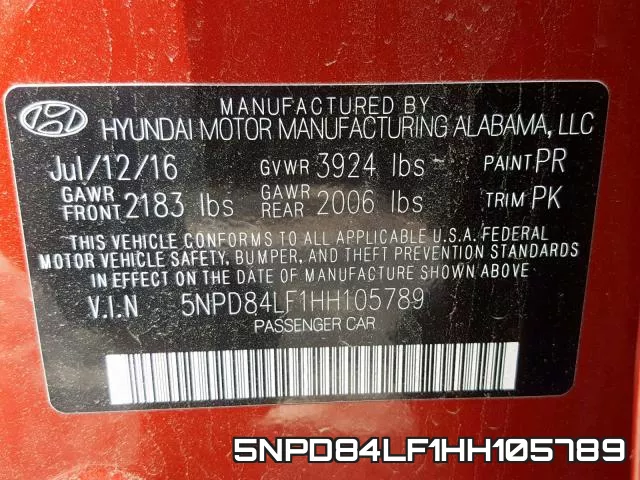 5NPD84LF1HH105789 фото 2
