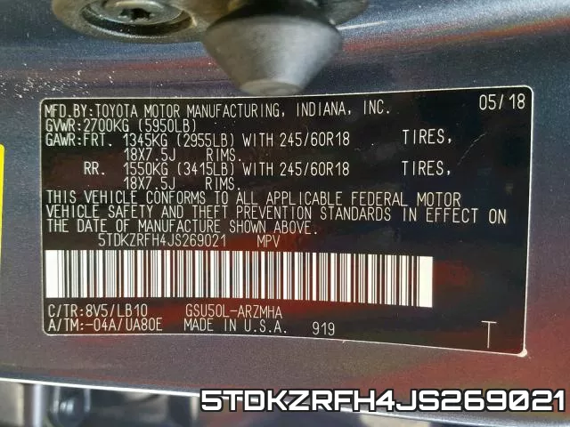 5TDKZRFH4JS269021 фото 2