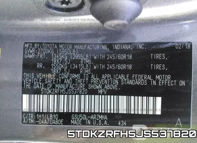 5TDKZRFH5JS537820 фото 10