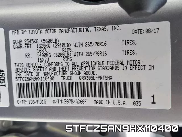5TFCZ5AN9HX110400 фото 2