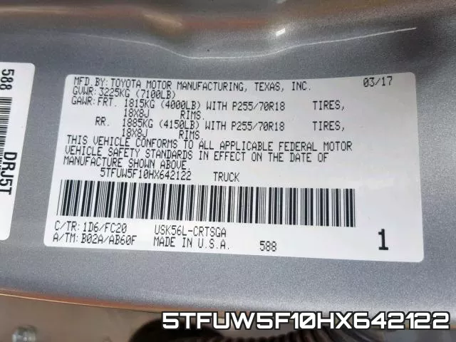 5TFUW5F10HX642122 фото 2