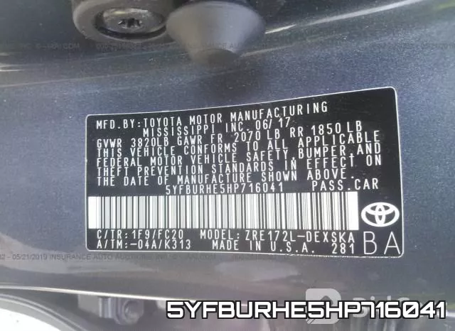 5YFBURHE5HP716041 фото 10