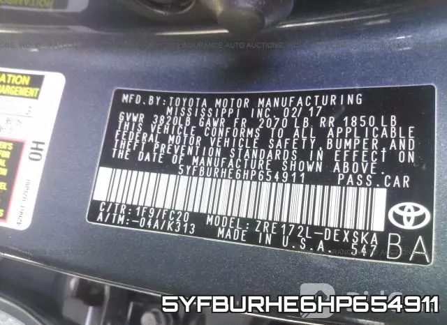 5YFBURHE6HP654911 фото 10