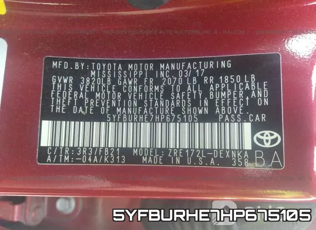 5YFBURHE7HP675105 фото 10