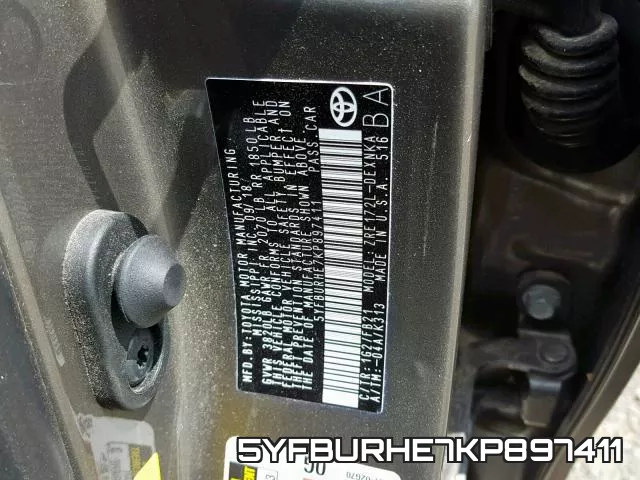 5YFBURHE7KP897411 фото 2