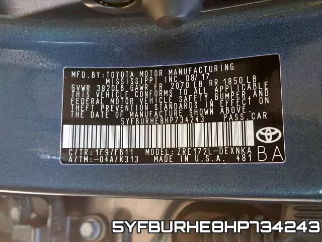 5YFBURHE8HP734243 фото 2