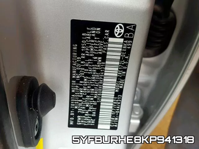 5YFBURHE8KP941318 фото 2