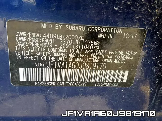 JF1VA1A60J9819170 фото 2