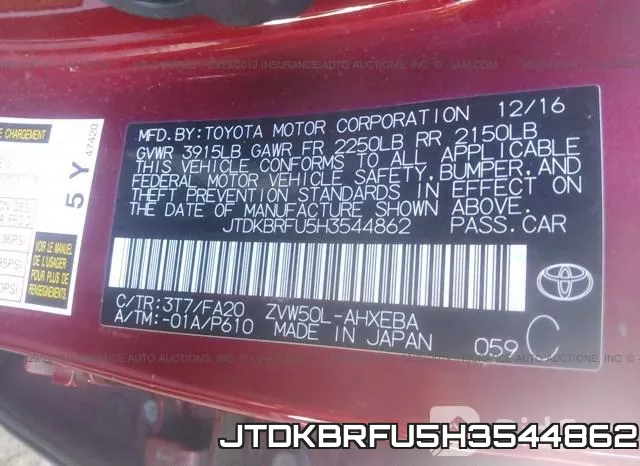 JTDKBRFU5H3544862 фото 10
