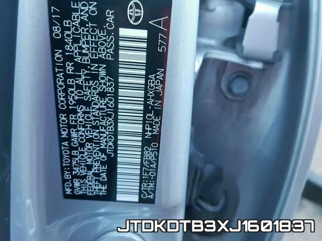 JTDKDTB3XJ1601837 фото 2