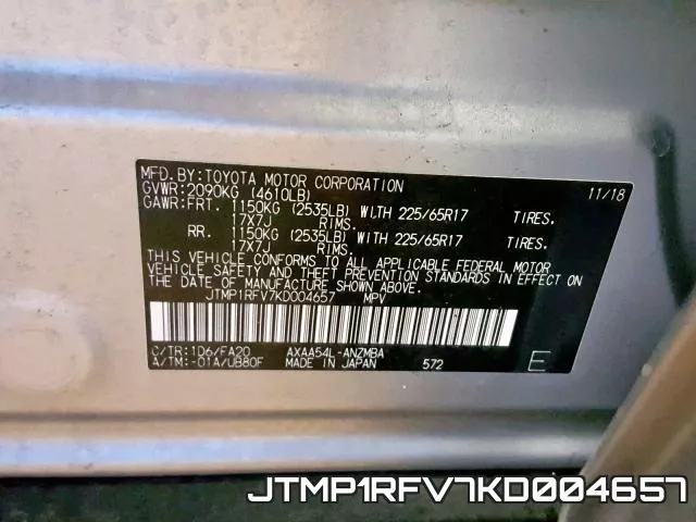 JTMP1RFV7KD004657 фото 2