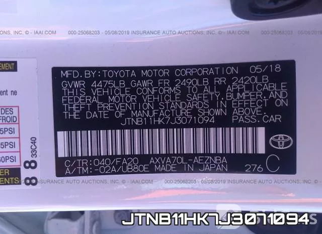 JTNB11HK7J3071094 фото 10