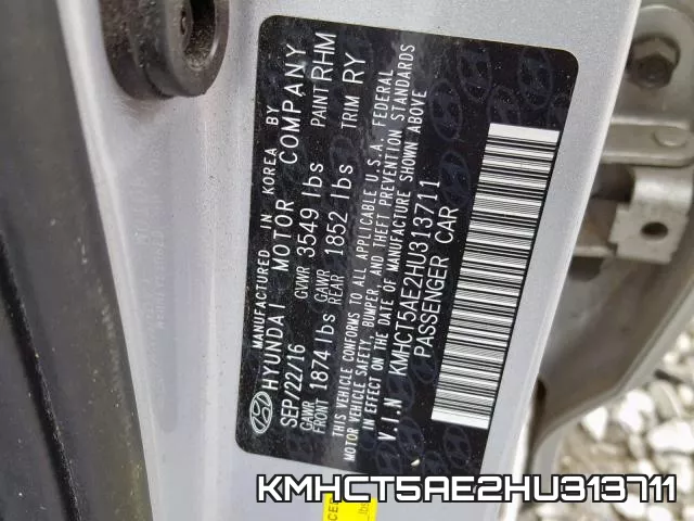 KMHCT5AE2HU313711 фото 2