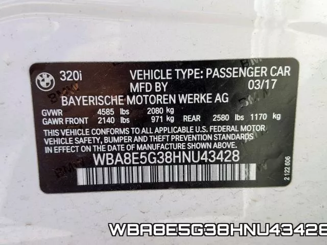 WBA8E5G38HNU43428 фото 2