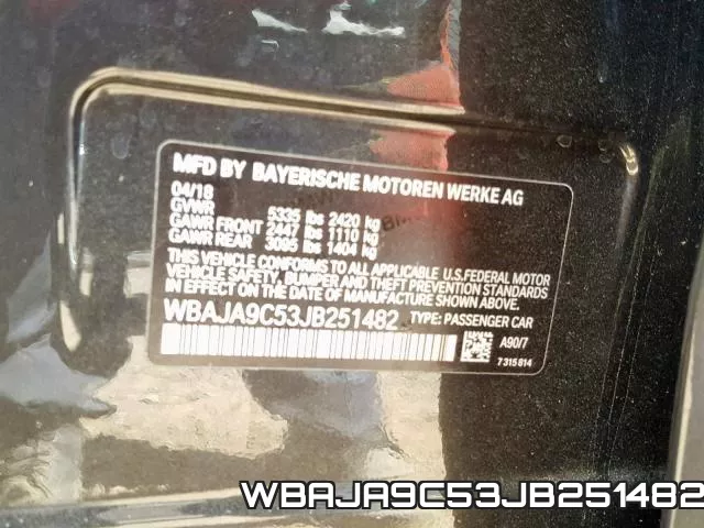 WBAJA9C53JB251482 фото 2