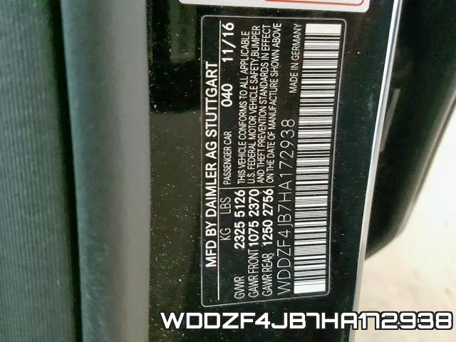 WDDZF4JB7HA172938 фото 2