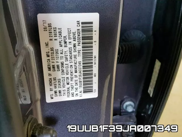 19UUB1F39JA007349 фото 2