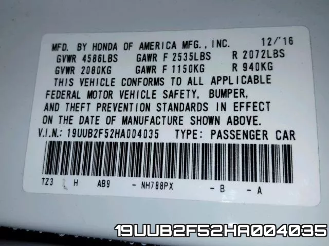 19UUB2F52HA004035 фото 2