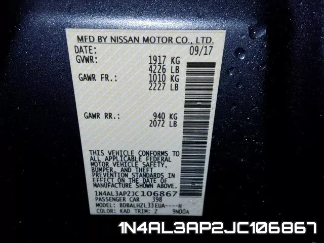 1N4AL3AP2JC106867 фото 2